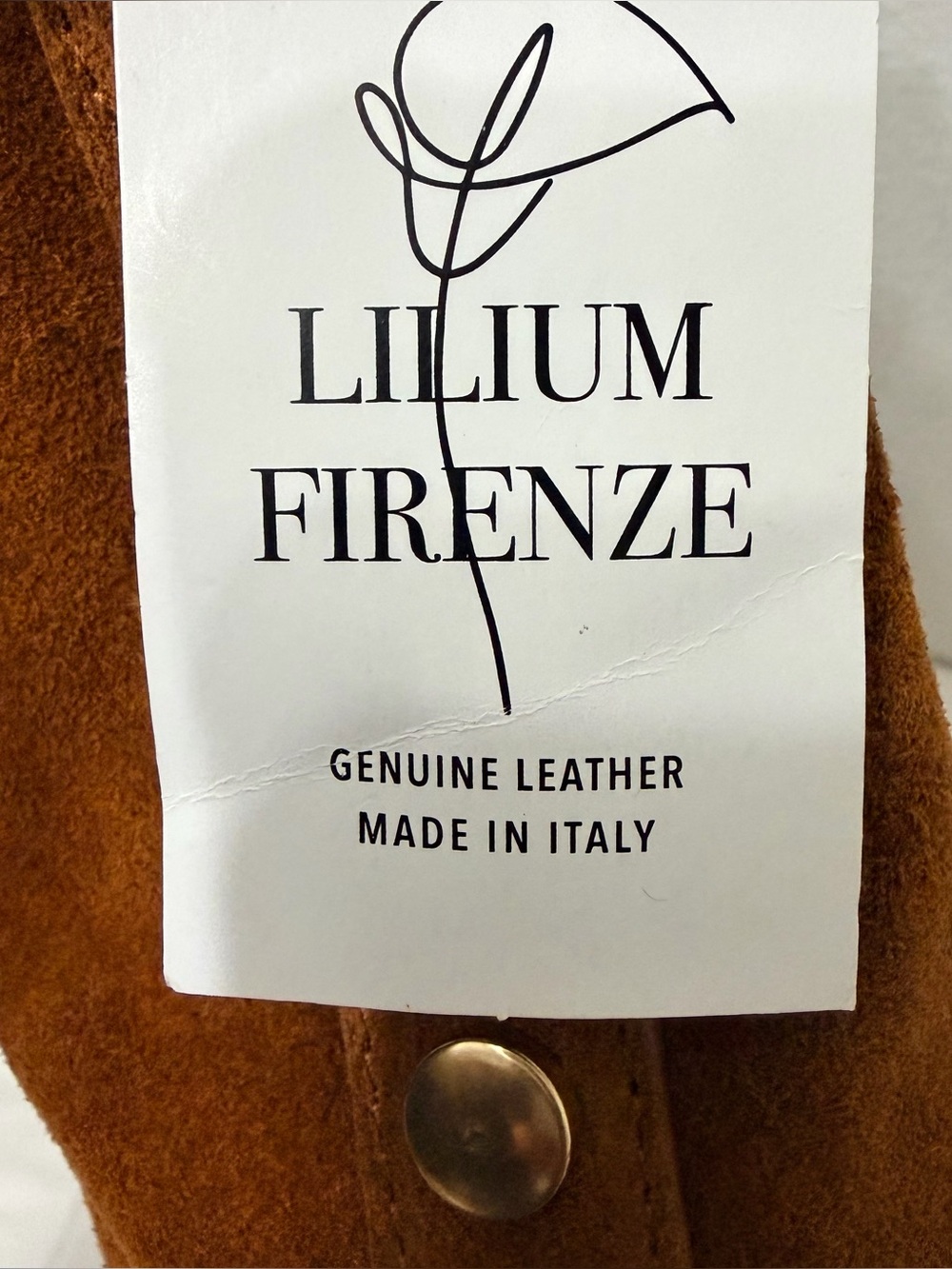 Lilium Firenze Suede Bucket Shoulder Bag in cognac - Picture 8 of 9